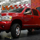 Chrysler’s new pick-up truck, the Dodge Ram Mega Cab is seen during it’s unveiling at the DaimlerChrysler Saltillo Assembly Plant in Saltillo, Mexico on Thursday Aug. 11, 2005.(AP Photo/Dario Lopez-Mills)